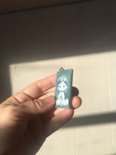 Load image into Gallery viewer, 100% Natural type A green/blue/gray Guatemala jadeite shadow carving little girl safe and sound pendant necklace/worry stone PC121
