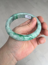 Load image into Gallery viewer, 60.5mm certified Type A 100% Natural sunny green gray black Jadeite Jade bangle BS82-9879
