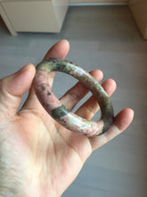 Load image into Gallery viewer, 56mm 100% natural pink/black/brown/yellow chubby round cut rose stone (Rhodonite) bangle AW35
