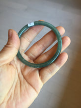 Load image into Gallery viewer, 54.5mm Certified Type A 100% Natural icy watery deep sea dark green/blue/gray/black Guatemala slim round cut Jadeite bangle PC84-7031

