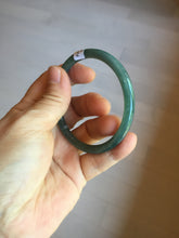 Load image into Gallery viewer, 54.5mm Certified Type A 100% Natural icy watery deep sea dark green/blue/gray/black Guatemala slim round cut Jadeite bangle PC84-7031
