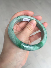 Load image into Gallery viewer, 60.5mm certified Type A 100% Natural sunny green gray black Jadeite Jade bangle BS81-9872
