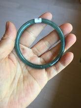 Load image into Gallery viewer, 54.5mm Certified Type A 100% Natural icy watery deep sea dark green/blue/gray/black Guatemala slim round cut Jadeite bangle PC84-7031
