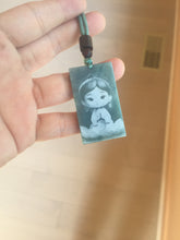 Load image into Gallery viewer, 100% Natural type A green/blue/gray Guatemala jadeite shadow carving little girl safe and sound pendant necklace/worry stone PC121
