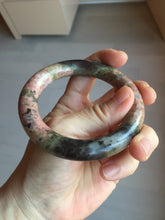 Load image into Gallery viewer, 56mm 100% natural pink/black/brown/yellow chubby round cut rose stone (Rhodonite) bangle AW35
