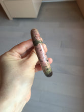 Load image into Gallery viewer, 56mm 100% natural pink/black/brown/yellow chubby round cut rose stone (Rhodonite) bangle AW35
