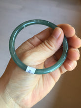 Load image into Gallery viewer, 54.5mm Certified Type A 100% Natural icy watery deep sea dark green/blue/gray/black Guatemala slim round cut Jadeite bangle PC84-7031
