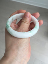 Load image into Gallery viewer, 53mm Certified Type A 100% Natural sunny green white(白底青) Jadeite Jade bangle BP45-3174
