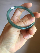 Load image into Gallery viewer, 54.5mm Certified Type A 100% Natural icy watery deep sea dark green/blue/gray/black Guatemala slim round cut Jadeite bangle PC84-7031
