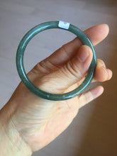 Load image into Gallery viewer, 54.5mm Certified Type A 100% Natural icy watery deep sea dark green/blue/gray/black Guatemala slim round cut Jadeite bangle PC84-7031
