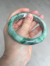 Load image into Gallery viewer, 60.5mm certified Type A 100% Natural sunny green gray black Jadeite Jade bangle BS81-9872
