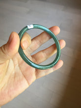Load image into Gallery viewer, 54.5mm Certified Type A 100% Natural icy watery deep sea dark green/blue/gray/black Guatemala slim round cut Jadeite bangle PC84-7031
