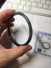 Load image into Gallery viewer, 60mm Certified Type A 100% Natural dark green/purple/blue/gray Guatemala slim round cut Jadeite bangle PA154-8845
