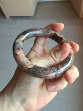 Load image into Gallery viewer, 55mm 100% natural pink/black/brown/yellow chubby round cut rose stone (Rhodonite) bangle AW36
