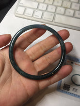 Load image into Gallery viewer, 60mm Certified Type A 100% Natural dark green/purple/blue/gray Guatemala slim round cut Jadeite bangle PA154-8845

