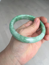 Load image into Gallery viewer, 59mm certified Type A 100% Natural sunny green white gray Jadeite Jade bangle BS80-9893
