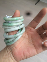 Load image into Gallery viewer, 35-38mm Type A 100% Natural sunny green/white Jadeite Jade kids bangle /scarf button group BF100
