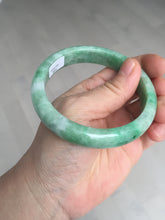 Load image into Gallery viewer, 59mm certified Type A 100% Natural sunny green white gray Jadeite Jade bangle BS80-9893
