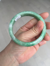 Load image into Gallery viewer, 59mm certified Type A 100% Natural sunny green white gray Jadeite Jade bangle BS80-9893
