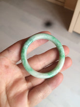 Load image into Gallery viewer, 35-38mm Type A 100% Natural sunny green/white Jadeite Jade kids bangle /scarf button group BF100
