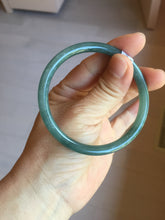 Load image into Gallery viewer, 55.5mm Certified Type A 100% Natural icy watery deep sea dark green/blue/gray/black Guatemala slim round cut Jadeite bangle PC82-7053
