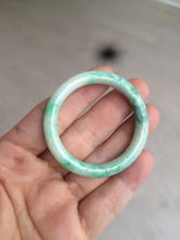 Load image into Gallery viewer, 35-38mm Type A 100% Natural sunny green/white Jadeite Jade kids bangle /scarf button group BF100
