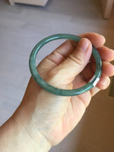 Load image into Gallery viewer, 57mm Certified Type A 100% Natural icy watery deep sea dark green/blue/gray/black Guatemala slim round cut Jadeite bangle PC81-7028

