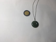 Load image into Gallery viewer, 19.4mm Type A 100% Natural dark green gray (老油青)Jadeite Jade Safety Guardian Button donuts pendant PA157
