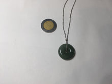 Load image into Gallery viewer, 19.4mm Type A 100% Natural dark green gray (老油青)Jadeite Jade Safety Guardian Button donuts pendant PA157
