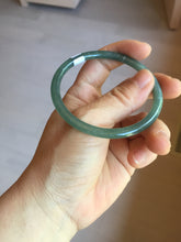 Load image into Gallery viewer, 57mm Certified Type A 100% Natural icy watery deep sea dark green/blue/gray/black Guatemala slim round cut Jadeite bangle PC81-7028
