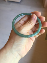 Load image into Gallery viewer, 57mm Certified Type A 100% Natural icy watery deep sea dark green/blue/gray/black Guatemala slim round cut Jadeite bangle PC81-7028
