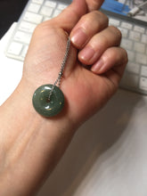 Load image into Gallery viewer, 19.4mm Type A 100% Natural dark green gray (老油青)Jadeite Jade Safety Guardian Button donuts pendant PA157
