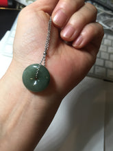 Load image into Gallery viewer, 19.4mm Type A 100% Natural dark green gray (老油青)Jadeite Jade Safety Guardian Button donuts pendant PA157
