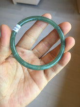 Load image into Gallery viewer, 57mm Certified Type A 100% Natural icy watery deep sea dark green/blue/gray/black Guatemala slim round cut Jadeite bangle PC81-7028

