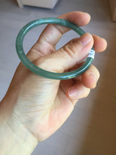 Load image into Gallery viewer, 57mm Certified Type A 100% Natural icy watery deep sea dark green/blue/gray/black Guatemala slim round cut Jadeite bangle PC81-7028
