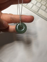 Load image into Gallery viewer, 19.4mm Type A 100% Natural dark green gray (老油青)Jadeite Jade Safety Guardian Button donuts pendant PA157

