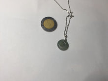 Load image into Gallery viewer, 12.9mm Type A 100% Natural icy watery dark green gray (淡油青) dainty Jadeite Jade Safety Guardian Button donuts pendant PA159
