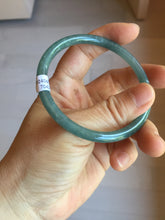 Load image into Gallery viewer, 57mm Certified Type A 100% Natural icy watery deep sea dark green/blue/gray/black Guatemala slim round cut Jadeite bangle PC80-7042

