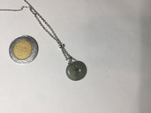 Load image into Gallery viewer, 12.9mm Type A 100% Natural icy watery dark green gray (淡油青) dainty Jadeite Jade Safety Guardian Button donuts pendant PA159
