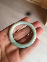 Load image into Gallery viewer, 35-38mm Type A 100% Natural sunny green/white Jadeite Jade kids bangle /scarf button group BF100
