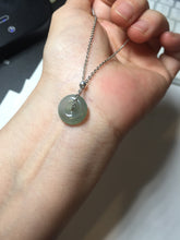 Load image into Gallery viewer, 12.9mm Type A 100% Natural icy watery dark green gray (淡油青) dainty Jadeite Jade Safety Guardian Button donuts pendant PA159
