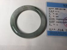 Load image into Gallery viewer, 57.5mm certified type A 100% Natural oily light green/white chubby round cut Jadeite Jade bangle BM19-2795
