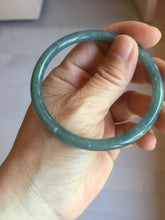 Load image into Gallery viewer, 57mm Certified Type A 100% Natural icy watery deep sea dark green/blue/gray/black Guatemala slim round cut Jadeite bangle PC80-7042
