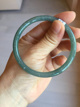 Load image into Gallery viewer, 57mm Certified Type A 100% Natural icy watery deep sea dark green/blue/gray/black Guatemala slim round cut Jadeite bangle PC80-7042
