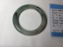 Load image into Gallery viewer, 57.5mm certified type A 100% Natural oily light green/white chubby round cut Jadeite Jade bangle BM19-2795
