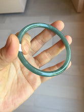 Load image into Gallery viewer, 57mm Certified Type A 100% Natural icy watery deep sea dark green/blue/gray/black Guatemala slim round cut Jadeite bangle PC80-7042
