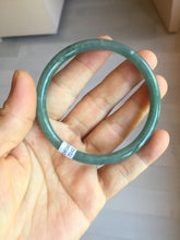 Load image into Gallery viewer, 57mm Certified Type A 100% Natural icy watery deep sea dark green/blue/gray/black Guatemala slim round cut Jadeite bangle PC80-7042
