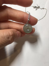 Load image into Gallery viewer, 12.9mm Type A 100% Natural icy watery dark green gray (淡油青) dainty Jadeite Jade Safety Guardian Button donuts pendant PA159
