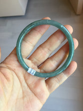 Load image into Gallery viewer, 57mm Certified Type A 100% Natural icy watery deep sea dark green/blue/gray/black Guatemala slim round cut Jadeite bangle PC80-7042
