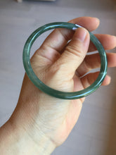 Load image into Gallery viewer, 61.3mm Certified Type A 100% Natural icy watery deep sea dark green/blue/gray/black Guatemala slim round cut Jadeite bangle PC79-3865
